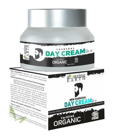 certified organic AMAzing EARTH charcoal day cream spf 30 for men