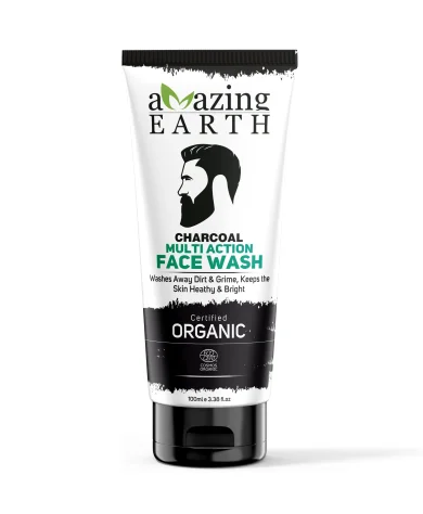 certified organic AMAzing EARTH charcoal multiaction face wash